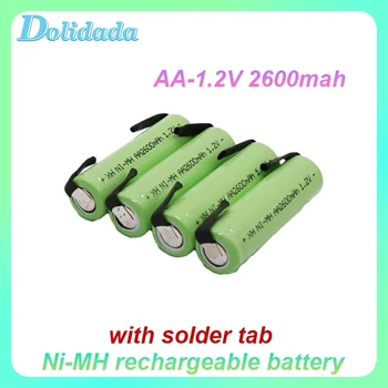 AA 1,2 В 2600 мАч Ni-MH аккумуляторная батарея Зеленая оболочка со сварочным язычком для Philips Электробритва Зубная щетка Запасной аккумулятор