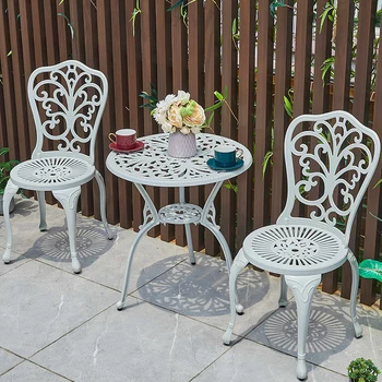 Уличные столы и стулья, терраса во дворе, комбинация для эйугура, наружные садовые балконные столы и стулья из алюминиевого сплава