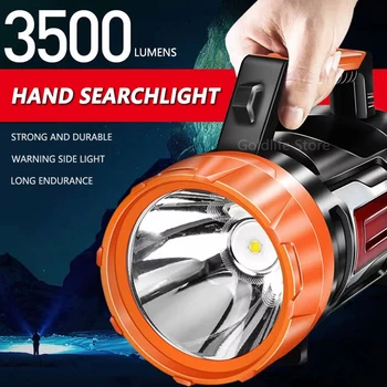 Мощный светодиодный ручной прожектор с питанием от фонаря Фонари для кемпинга Лампа для рыбалки USB 18650 Аварийные прожекторы Лазер Puissant