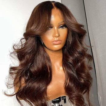 Remy Мягкий 28-дюймовый длинный медово-коричневый полный кружевной парик с шелковой основой 4x4 для женщин Body Wave Человеческие волосы Детские волосы Предварительно выщипанные ежедневно