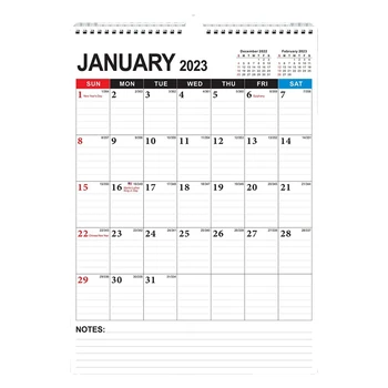 Calendar - Ежемесячный настенный календарь с января 2023 г. по июнь 2024 г., 12 x 17 дюймов, двухпроволочный переплет, линейчатое пространство