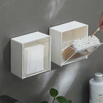 Настенный ящик для хранения Раскладушка Дизайн Пластиковый держатель для хранения ватных палочек органайзер для кухни аксессуары для ванной комнаты