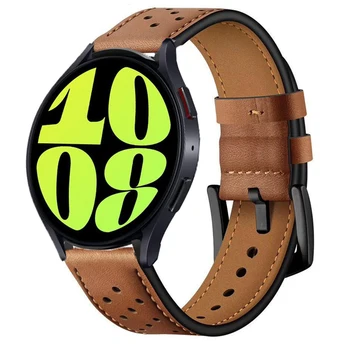 Кожаный ремешок для Samsung Galaxy Watch 4 5 6 40 мм 44 мм Ремешок 4Classic 42 мм 46 мм 6 Classic 43 мм 47 мм Браслет для часов 5 Pro 45 мм