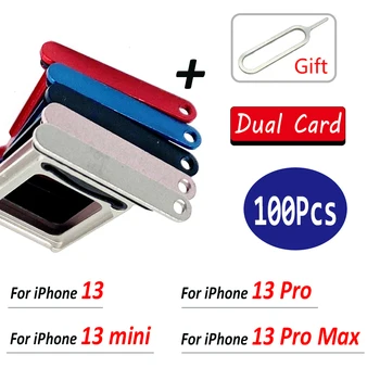 100 шт., оригинальная двойная карта SIM-карта слот слот для чипа ящик SD карта держатель адаптер для iPhone 13 mini / 13 Pro Max / 13 Pro + Pin