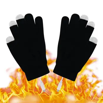 Зимние теплые перчатки с пятью пальцами, USB-перезаряжаемая сенсорная заставка, теплые перчатки с подогревом, принадлежности для бега, велоспорта, вождения
