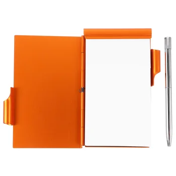 Металлический карманный блокнот с ручкой Отрывной металлический блокнот Мини-держатель для блокнота Офисный блокнот