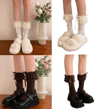 1 пара кружевных носков с оборками, носки для лодок, носки для девочек Lolitas, тонкие носки T8NB