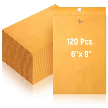 6 x 9-дюймовые конверты с застежкой и гуммированной печатью, маленькие почтовые конверты с застежкой из крафт-бумаги весом 28 фунтов, упаковка 120 штук прочная