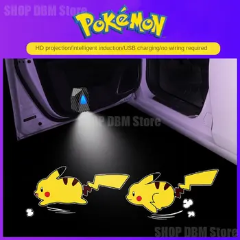 Pokemon Pikachu Беспроводная дверь автомобиля Светодиодный Приветственный лазерный проектор Логотип Теневой свет ST Line для Ford Focus Sharp Explorer FIESTA