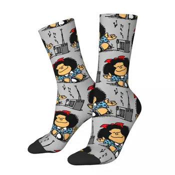 Сумасшедший дизайн Mafalda Мультяшные носки для скейтборда Kawaii Amine Полиэстер Средняя трубка Носки для женщин и мужчин дышащие