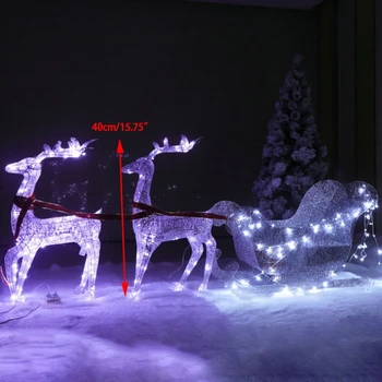 Светодиодный светящийся олень орнамент кованое железо олень шкив автомобиль декор для рождественской вечеринки фестиваль украшение светодиодный свет