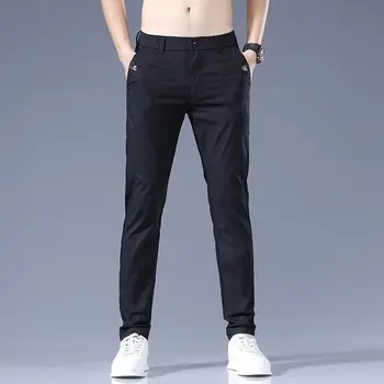 летний тонкий повседневный костюм брюки мужские прямые свободные шелковые брюки мужские спортивные брюки универсальный костюм брюки мужские классические брюки