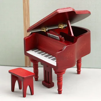 1:12 кукольный домик мини симулятор рояль миниатюрные предметы Красное дерево фортепиано твинсет музыкальный инструмент