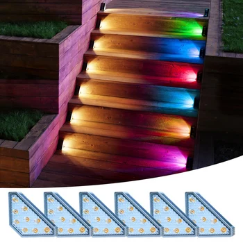 Солнечные ступенчатые светильники Серые водонепроницаемые RGB солнечные лестничные светильники для крыльца, заднего двора, сада