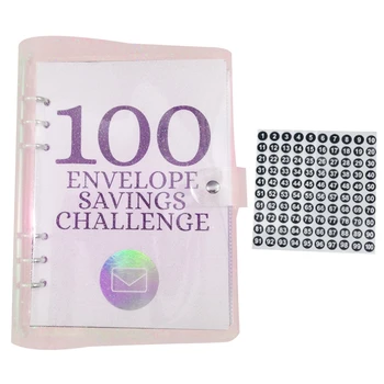 100-дневный челлендж Папка для экономии денег 100 конвертов Money Saving Challenge: веселый и простой планировщик бюджета Простой в использовании розовый