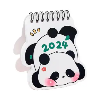 2024 Маленький настольный календарь на 18 месяцев с июня 2023 г. Дек 2024 Маленький календарь с милыми пандами Дизайн портативный настольный календарь для