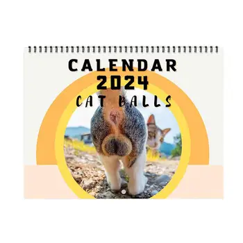 Календарь котят на 2024 год Календарь ягодиц большой кошки Милый кот на 2024 год Ежемесячный настенный календарь Календарь милашки на 2024 год для маленького письменного стола