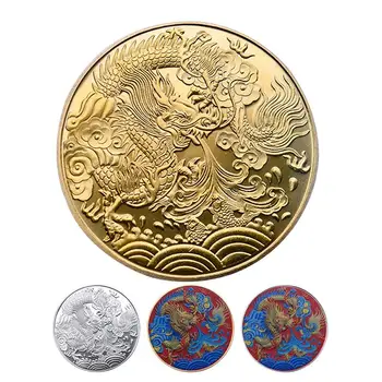  Китайский дракон удачи 2024 Китайский знак зодиака Долговечная монета удачи Монета с тиснением против ржавчины для новогодних украшений