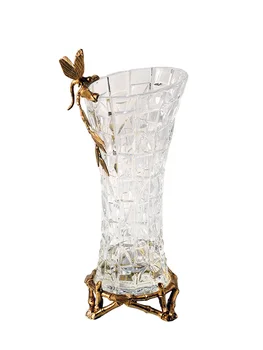 креативная медная с хрустальной стеклянной вазой, цветочная посуда, роскошная гостиная, крыльцо, декоративные украшения, цветочная композиция, ваза