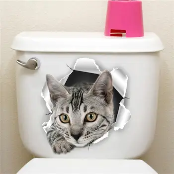 20 см * 30 см Наклейки для туалета Симпатичный дизайн Легко применять Игривый кошачий дизайн Милые аксессуары для ванной комнаты Легко наносить наклейки для туалета