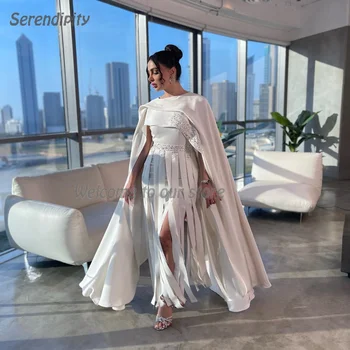 Serendipity مساء اللباس الرسمي Вечернее платье до щиколоток с высоким вырезом Элегантное блестящее арабское выпускное платье Длинная шаль для женщин