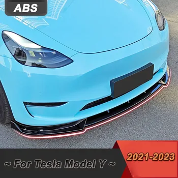 Авто Передний бампер Губа Подбородок Диффузор Обвес Обвес Спойлер Дефлектор Аксессуары для тюнинга Глянец Черный Для Tesla Model Y 2021 2022 2023