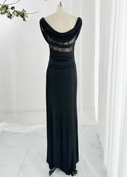 Черная мода Элегантный V-образный вырез без рукавов Простая повседневная вечеринка Может показать вечернее платье юбка M2159