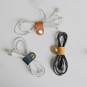 1 шт. Кожаный провод для наушников USB-кабель Органайзер для намотки шнура Зажимы для хранения проводов Наушники Мышь Шнур Управление Органайзер