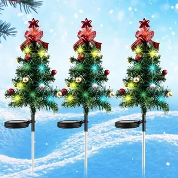 Новый солнечный светодиодный четырехцветный рождественский елочный наземный светильник уличное украшение рождественский двор газон сад ландшафтная лампа