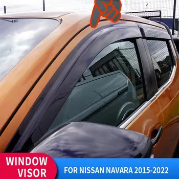 Оконный козырек Дверной козырек Погодозащитный козырек для Nissan Navara Frontier NP300 2015-2023 Двухместная кабина Дымчатый черный