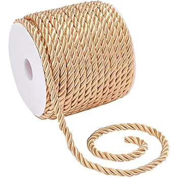19.6 ярдов Золотая шелковая веревка 3-слойный рождественский шнур 5 мм шнур веревка полиэфирный плетеный шнур веревка для домашнего рождества