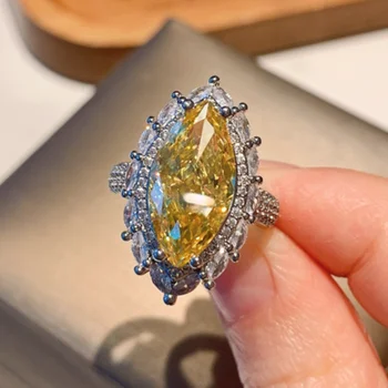 CAOSHI Великолепное женское кольцо для вечеринки с ярко-желтым кристаллом Роскошный женский модный подарок на годовщину Деликатные ювелирные изделия для пальцев