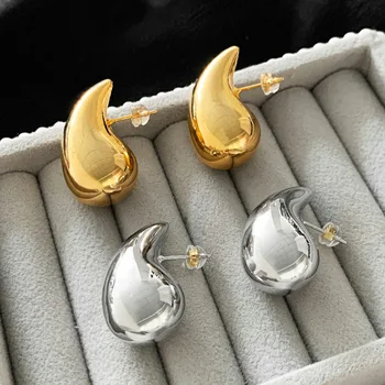  Золотой или серебряный цвет Нержавеющая сталь Капля Серьги-гвоздики для женщин 925 пробы Стерлинговое серебро Модные каплевидные серьги Украшения для ушей