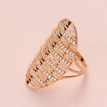 585 фиолетовое золото преувеличенный бриллиант инкрустированный дизайн овальные сладкие кольца из розового золота 14 карат для женщин высококачественные роскошные ювелирные изделия