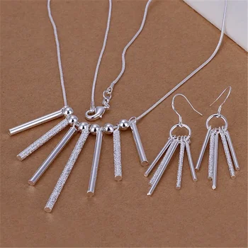 Высокое качество 925 стерлингового серебра модные женские ювелирные наборы прекрасные классические серьги ожерелье благородная вечеринка свадьба рождественские подарки