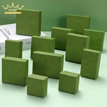  Винтаж Зеленое Кольцо Коробка Многоцветный Узор Ожерелье Ювелирная Коробка Хранение Ювелирная Коробка Ушной Гвоздь Коробка Оптом