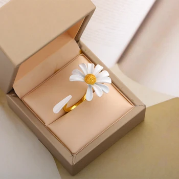 Новые корейские модные цветы Daisy Открытые кольца для женщин темперамент обручальное кольцо девушка сладкий элегантный подарок для вечеринок ювелирных изделий