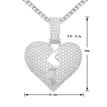 FP2237 Lefei Изысканный Роскошный Классический Муассанит Креативный Хип-хоп Разбитое Сердце Кулон Ожерелья Унисекс s925 Серебряные ювелирные изделия Подарки