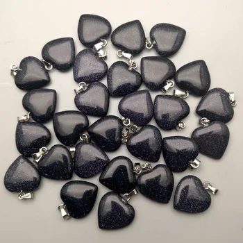20 мм Синий песочный камень сердце кулон для изготовления ювелирных изделий хорошего качества шарм ожерелье аксессуары 12 шт./лот оптовая бесплатная доставка