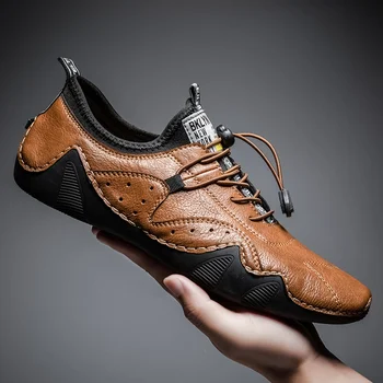 Весенние кроссовки Плоская удобная мужская обувь 2022 Новые повседневные модные лоферы Мягкая нескользящая обувь из спилока кожи для мужчин Zapatillas