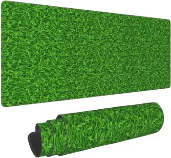  Зеленый травяной принт Игровой коврик для мыши Большой настольный коврик с прошитыми краями Коврик для мыши Ноутбук 31,5X11,8 дюйма Большой коврик для мыши XXL