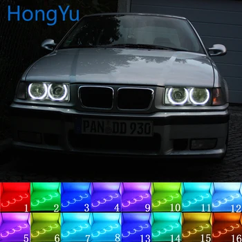 Фара Многоцветная RGB светодиодная Ангельские глаза Halo Ring Eye DRL RF Пульт дистанционного управления для BMW 3 серии E36 1990- 2000 131 мм x 4 Аксессуары