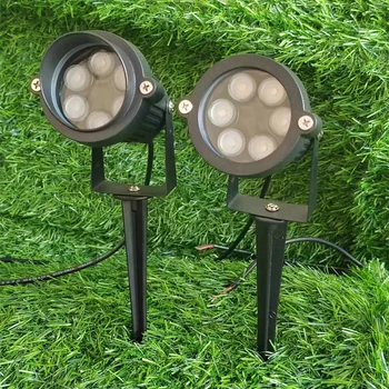 Outdoor Waterprof Светодиодные садовые фонари Газонная лампа 3000K 220 В 6 Вт 12 Вт Ландшафт Шип Лампа Путь Прожекторы 0,5 м Провод Алюминиевая лампа