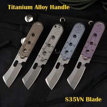 S35VN Blade Складной нож из титанового сплава EDC Портативный универсальный нож Брелок Ожерелье На открытом воздухе Охота Инструмент самообороны Gif