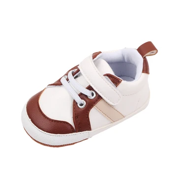  Кроссовки для младенцев и мальчиков Stripe PU Кожа Противоскользящая мягкая подошва Prewalker Toddler First Walker Shoes