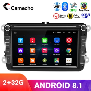 Camecho Android 8.1 2Din Радио Автомобильный мультимедийный плеер GPS для VW / Volkswagen / Golf / Polo / Tiguan / Passat / b7 / b6 / leon / Skoda / Octavia
