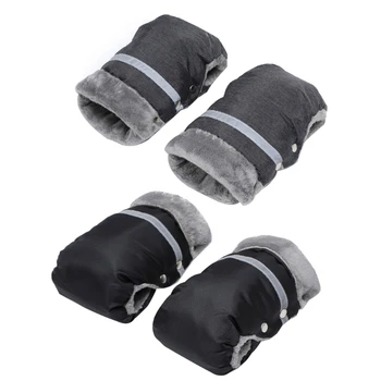 Перчатки для детской коляски Зимние толстые теплые муфты для рук Холодная погода Ветрозащитные флисовые и хлопковые перчатки для коляски