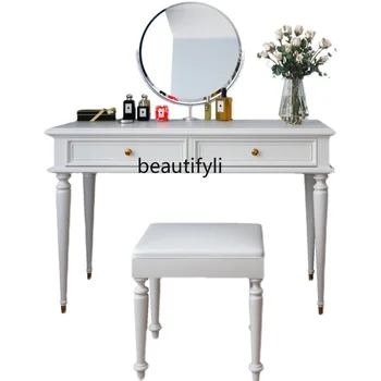 Американский светлый роскошный туалетный столик из массива дерева Мини-стол для хранения макияжа Кабинет для гостиной