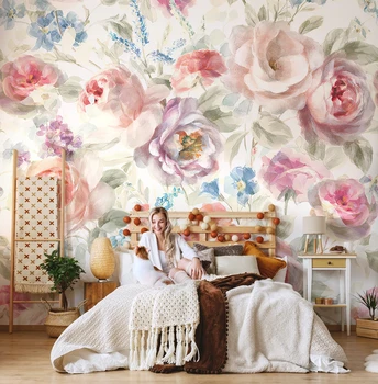 beibehang на заказ американское искусство цветок роза настенные обои для гостиной телевизор фон обои диван фотообои