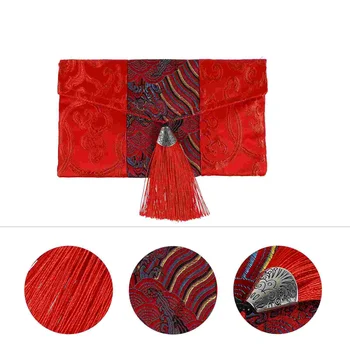 Ткань Красный Конверт Китайский Новый Год Пакет Женский Кошелек Весна Фестиваль Деньги Сумка